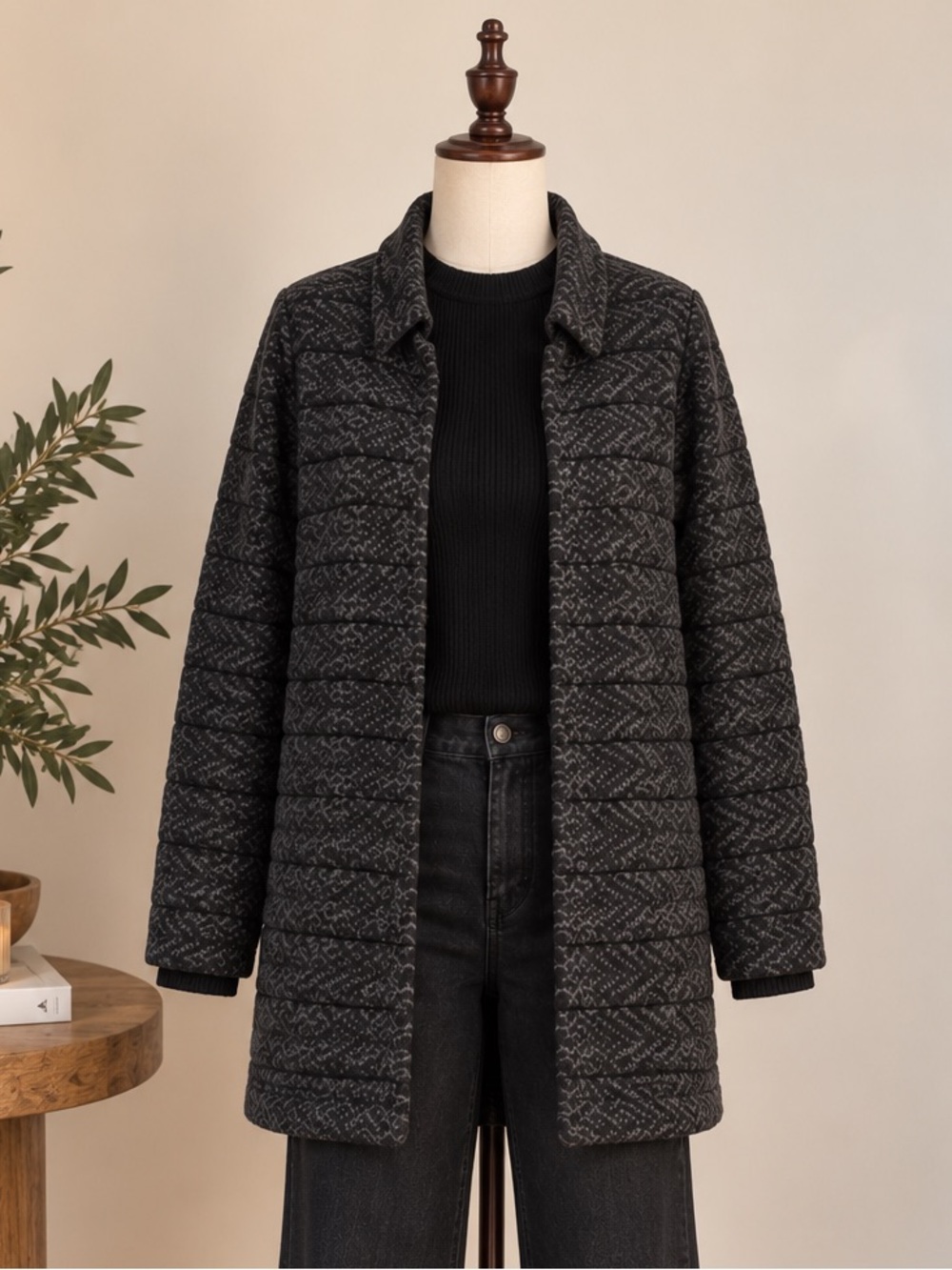 Charamente Made in Italy Wool Blend Long Cardigan Coat M Dark Academia Cozy Chic